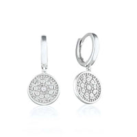 Sovereign coin huggie earrings with textured medallion in stainless steel