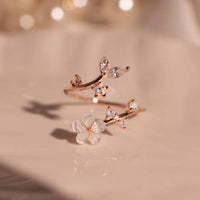 exquisite sparkling inlaid zirconia flower open-end ring for women