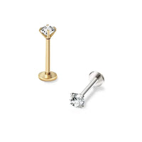 gold cubic zirconia stellar piercing studs for various ear and facial piercings