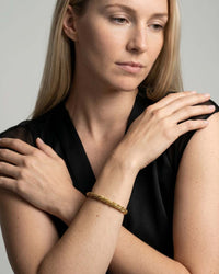 18k gold plated thick braided rope open cuff bangle