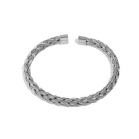 18K gold plated thick braided rope open cuff bangle