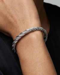 18K gold plated thick braided rope open cuff bangle