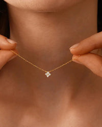 Tiny Flowers Dainty Necklace stainless steel pendant with zircon stones
