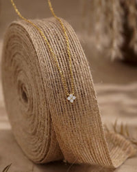 Tiny flowers dainty necklace with zircon pendant on stainless steel link chain