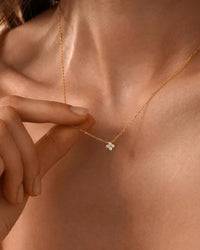 Tiny flowers dainty necklace with zircon pendant in gold and silver