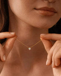 Tiny flowers dainty necklace with zircon pendant in gold and silver