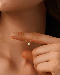 Tiny flowers dainty necklace with zircon pendant in gold and silver
