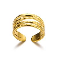 Triple layer hammered wide band ring 18k gold plated adjustable