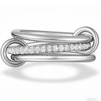 Triple layer interlocked 18k gold plated zircon ring