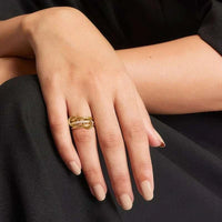 18K gold plated triple layer interlocked zircon ring