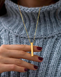 sleek vertical bar pendant necklace in stainless steel