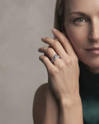 Vintage halo zircon wedding ring set in 925 sterling silver