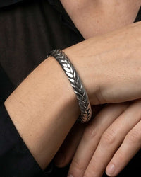 stainless steel wheat braid open cuff bangle in gold finish