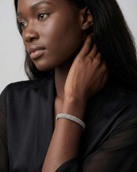 8mm woven flat mesh open cuff bracelet in stainless steel